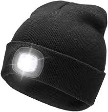Bonnet avec lampe frontale LED